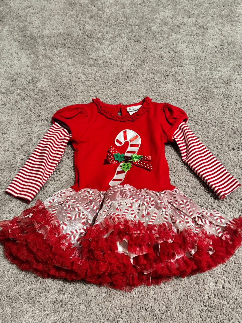 Red Candy Cane Holiday Ruffle Dress - Kids Costume